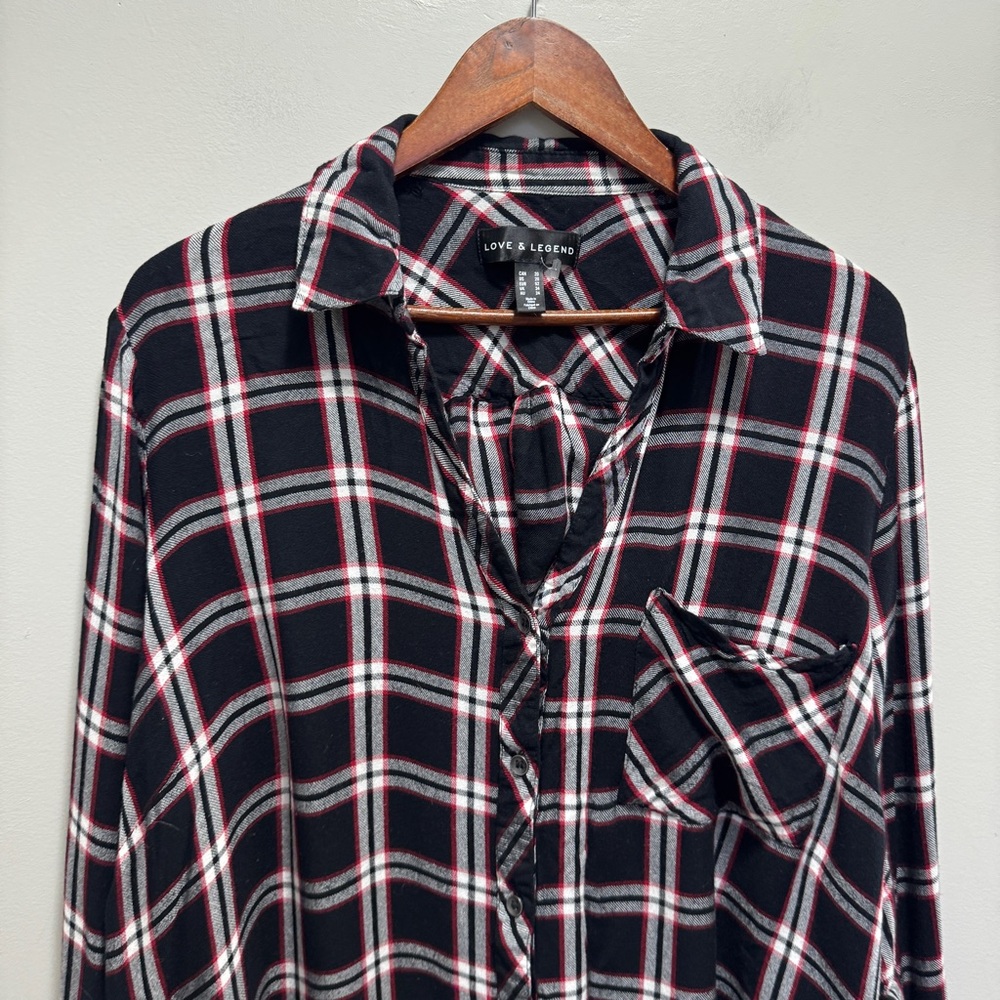 Addition Elle Love & Legend Black Plaid Button Down Shirt Size 20 - Picture 3 of 8